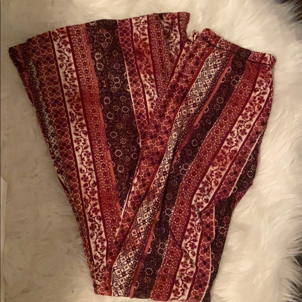 Stretchy printed bell bottom pants